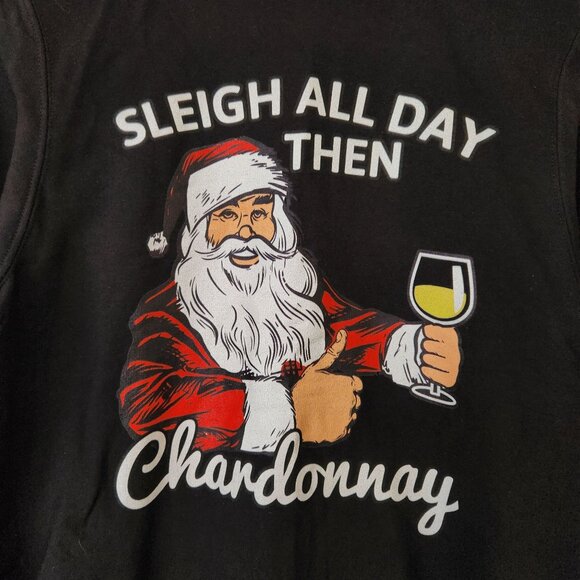 Santa Sleigh Chardonnay Wine Crewneck Sweatshirt Holiday Christmas Cute Small - Picture 4 of 8